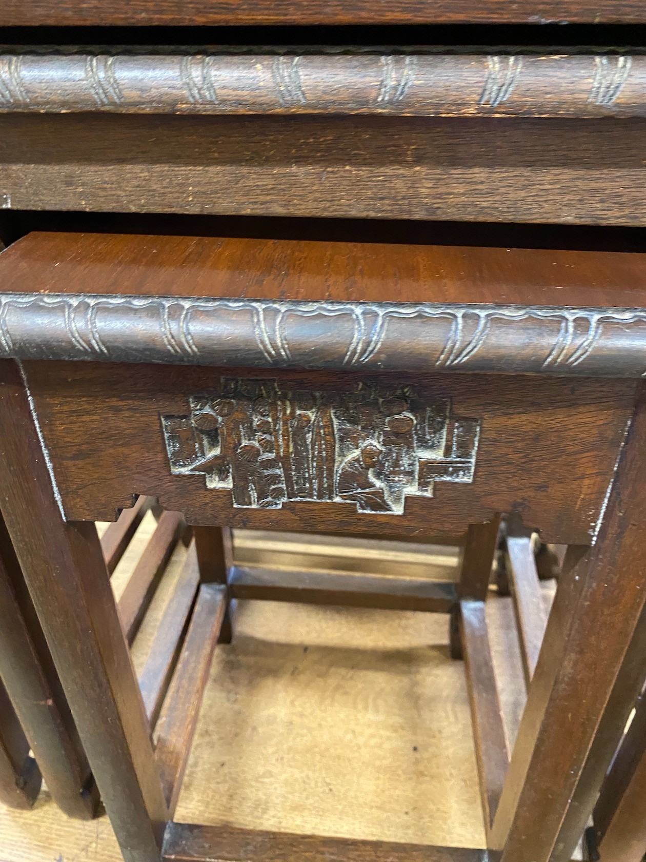 A quartetto of rectangular Chinese hardwood tables, width 52cm, depth 37cm, height 64cm